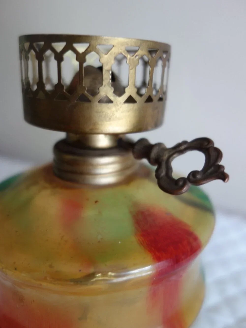 Vntg Hong Kong Made Multi-Color SAIL BOAT BRAND Oil Lamp – Base Only